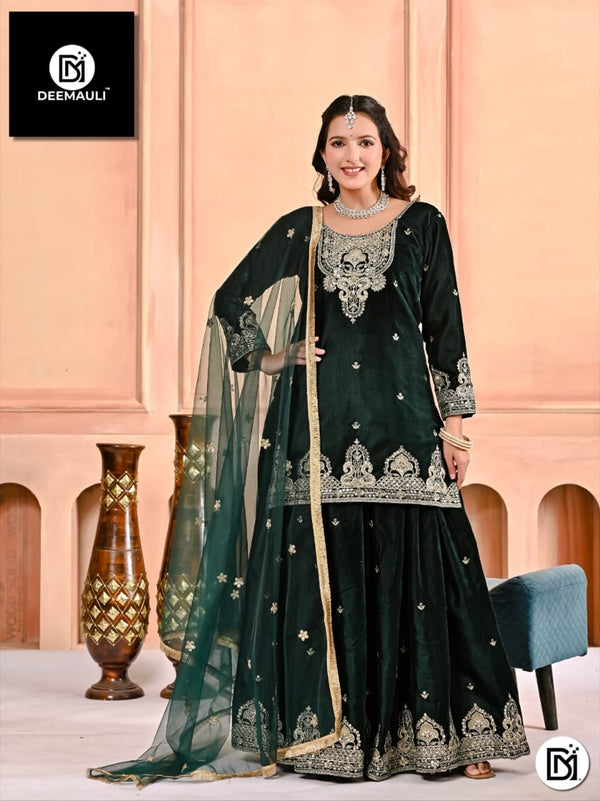 Launching New Designer Party Wear Look Top , Sharara Plazzo  and Dupatta, New Fancy Style
